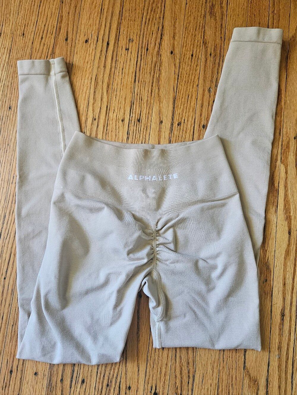 Alphalete Amplify Seamless Scrunch Leggings Tan Beige XS High Waisted Gym